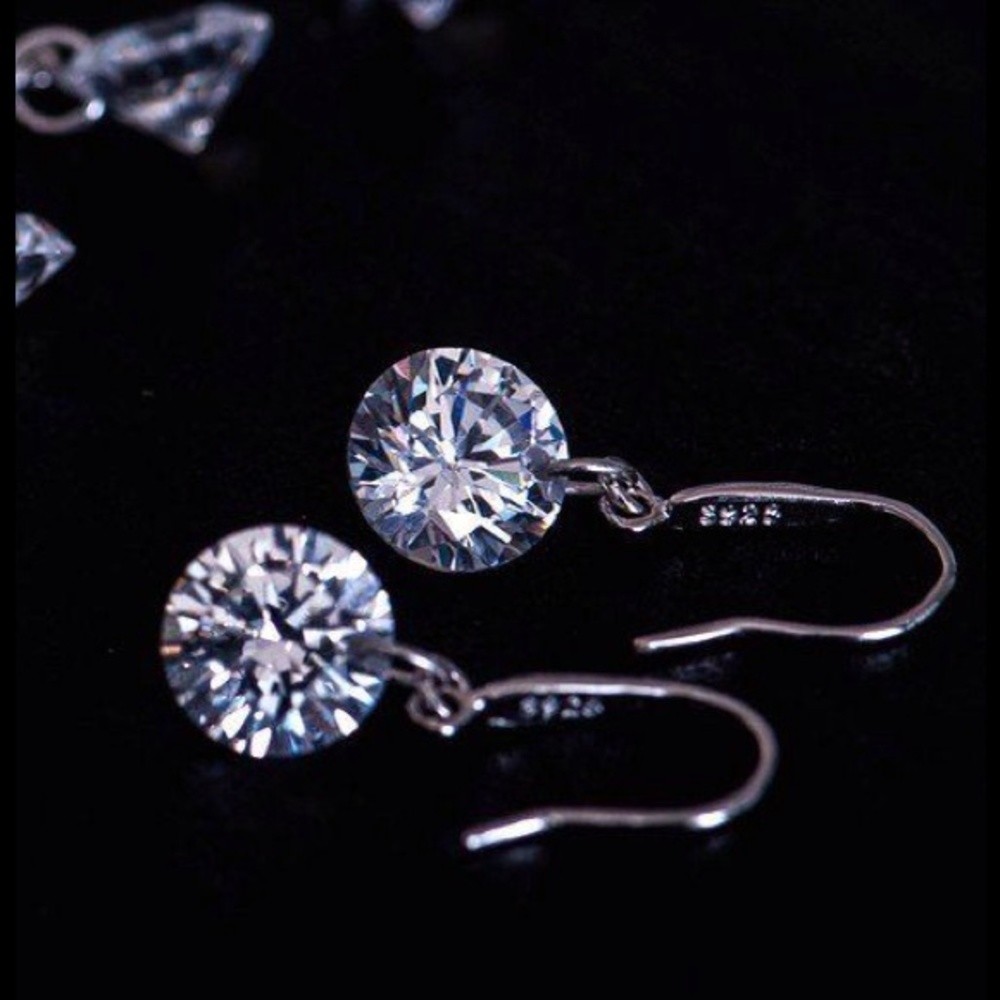925 Sterling Silver Crystal Earrings New